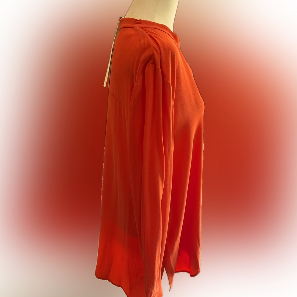 Eileen Fisher Women’s Vibrant Orange Button-Down Silk Shirt - Picture 7 of 10